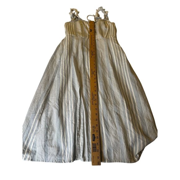 Sincerely Jules Striped Smocked Midi Dress Ruffle Strap sweetheart Lace-Up Front - Picture 5 of 9